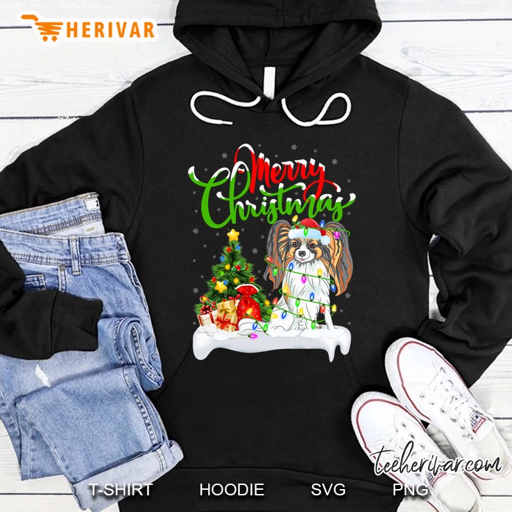 Xmas Decorations Santa Papillon Dog Christmas Hoodie