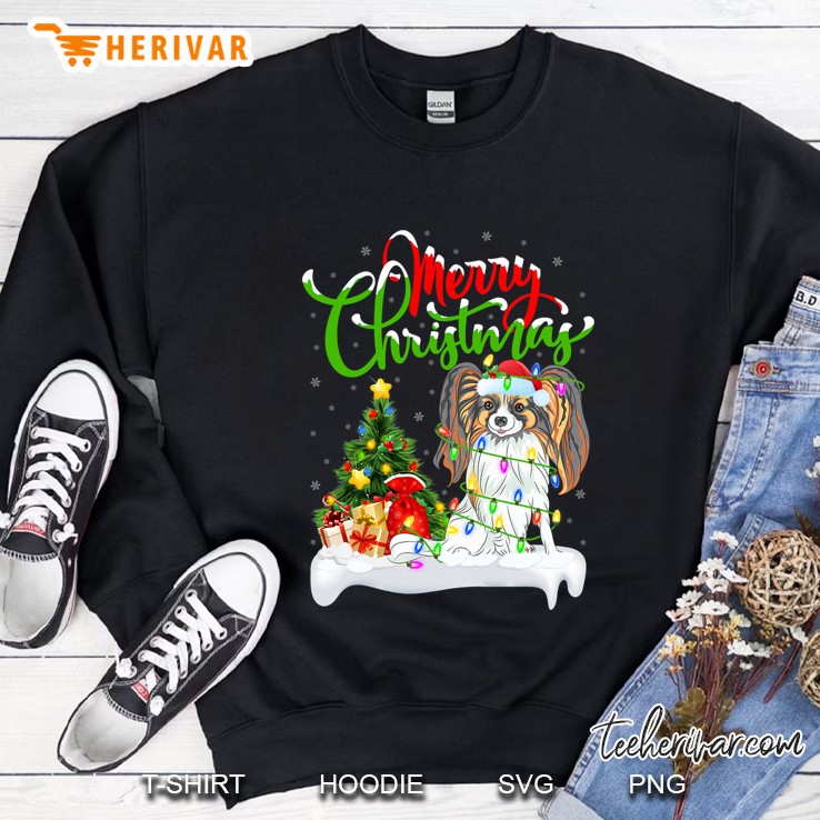 Xmas Decorations Santa Papillon Dog Christmas Sweatshirt
